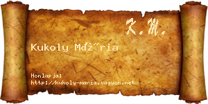 Kukoly Mária névjegykártya