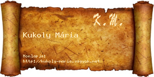Kukoly Mária névjegykártya